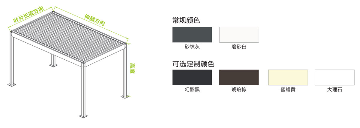 电动百叶凉亭M210尺寸图